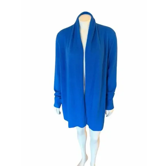 White + Warren Cobalt Blue Cashmere Cardigan Soft Large - Picture 2 of 10